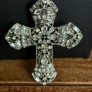 Sparkling Silver Crystal Rhinestone Cross Necklace Enhancer